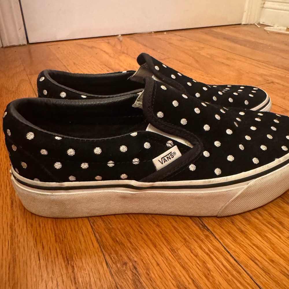 Vans Black and White Polka Dot Platform Sneakers